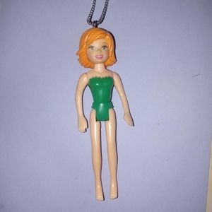 orange haired polly pocket ballchain necklace
